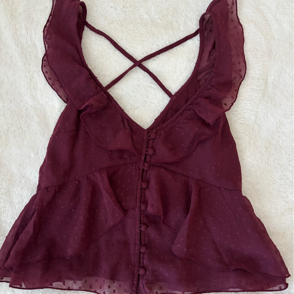 Abercrombie & Fitch Maroon Textured Blouse